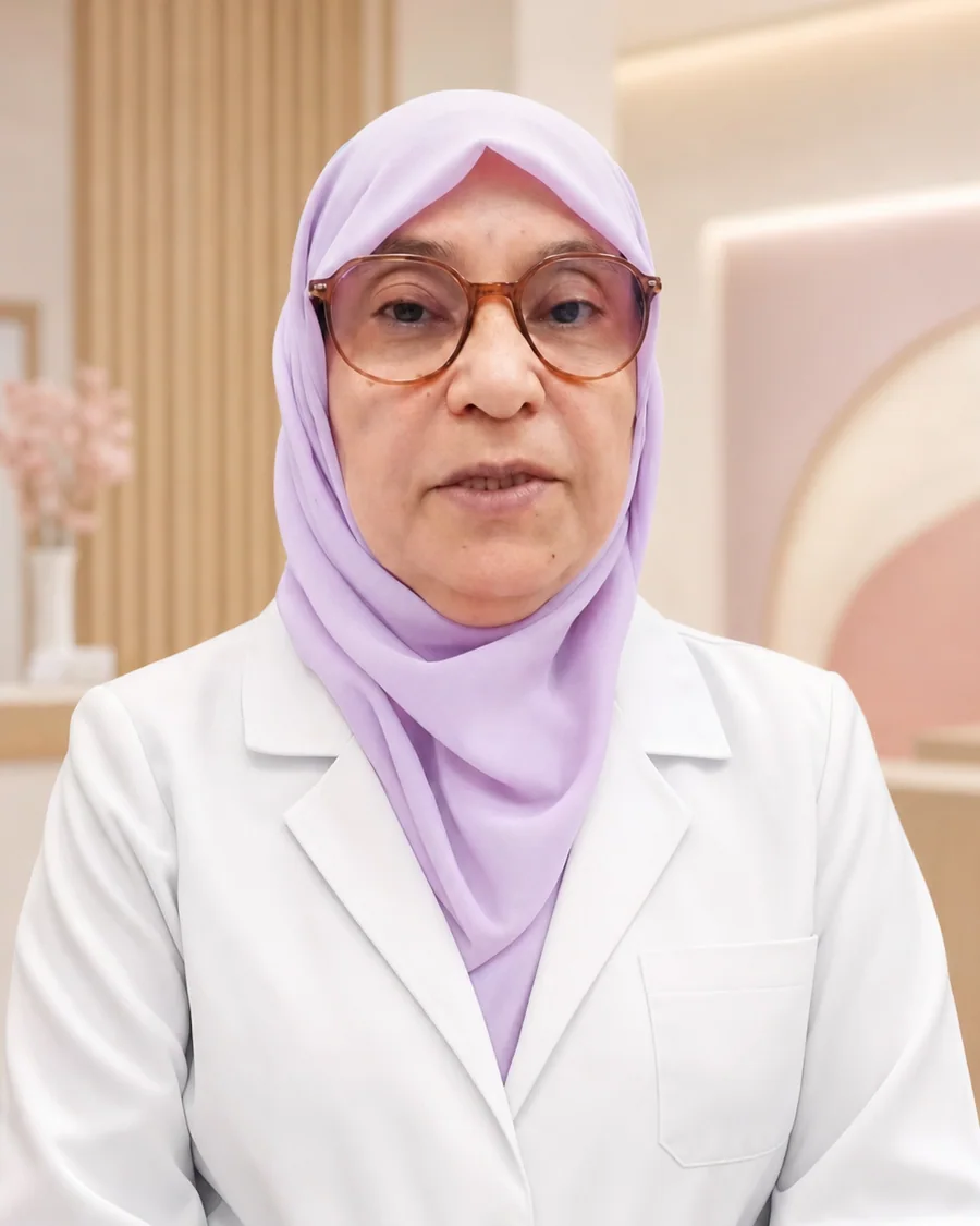 الدكتورة سلوى عبد الغفار أخصائية النساء والتوليد في مجمع تغريد الطبي