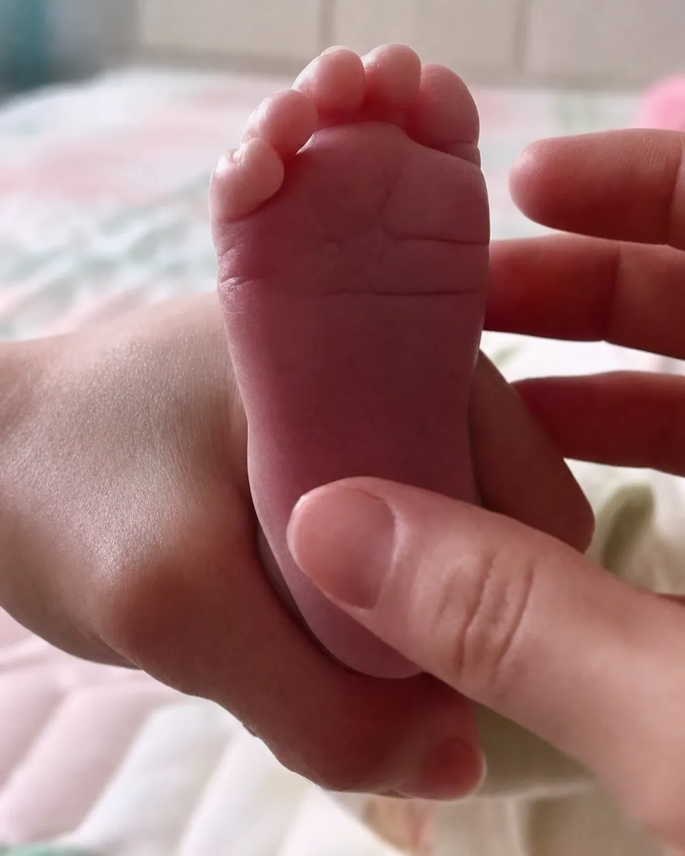 لقطة توعوية لرعاية قدم مولود من محتوى مجمع تغريد الطبي